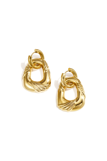 Boucles d'oreilles pendantes en acier inoxydable, forme irrégulière, collection simple et décontractée pour femmes