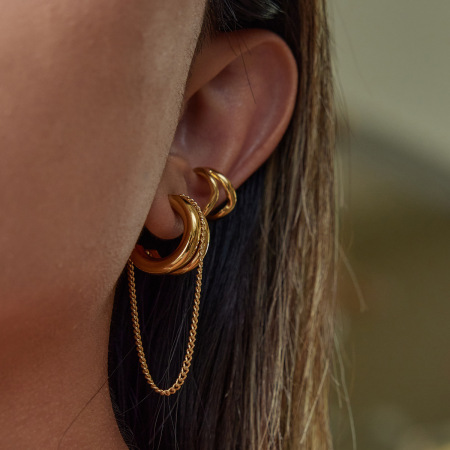 Boucles d'oreilles à clous pour femmes, en acier inoxydable imperméable, couleur or, avec pompon