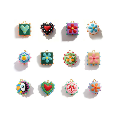 Pendentifs en forme de cœur à faire soi-même pour femmes, avec glaçure sucrée 2