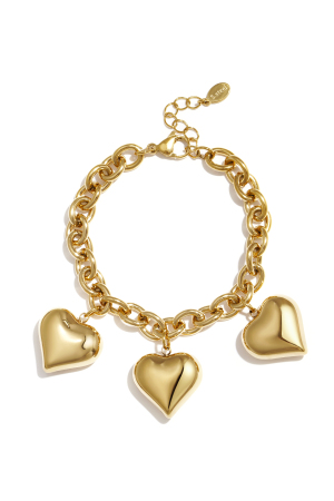 Bracelet À Gros Maillons Orné De Grands Cœurs h5 