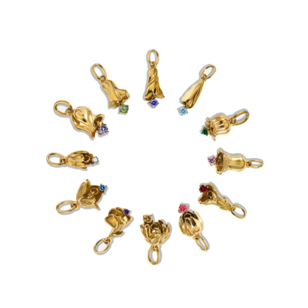 Pendentif romantique à faire soi-même en forme de fleur irrégulière, en acier inoxydable étanche couleur or, orné de zircon et de moissanite.