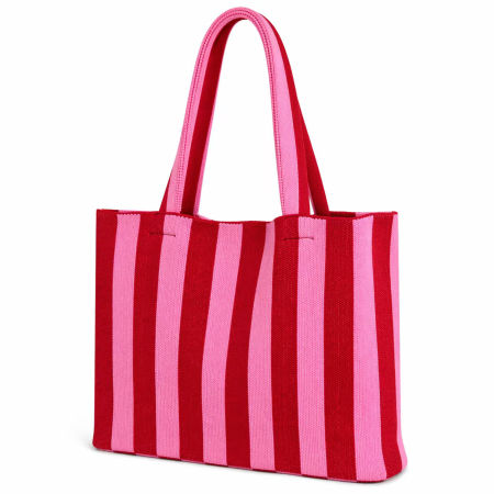 Sac cabas femme en polyester à rayures tissées multicolores, style décontracté 2