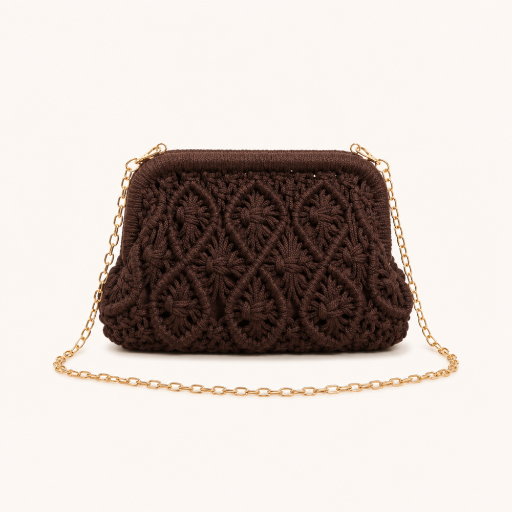 Sac À Main Pour Femme, Style Décontracté, En Coton Tissé Uni Ajouré, Style Est-Ouest Image2