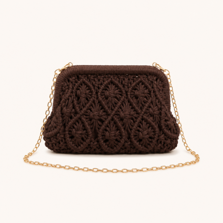 Sac à main pour femme, style décontracté, en coton tissé uni ajouré, style est-ouest 2