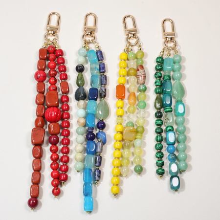 Breloques pour sac en agate naturelle, perles de forme irrégulière, couleur unie, collection Simple Series 2