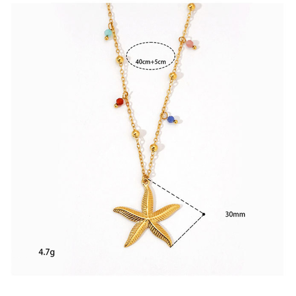 Colliers Pendentifs Pour Femmes, Style Océanique, En Acier Inoxydable Étanche, Couleur Or Image2