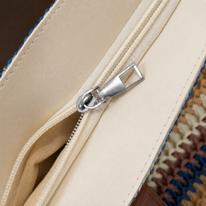 Sac Carré Pour Femme En Raphia Tissé À Rayures Multicolores, Style Décontracté h5 Image5