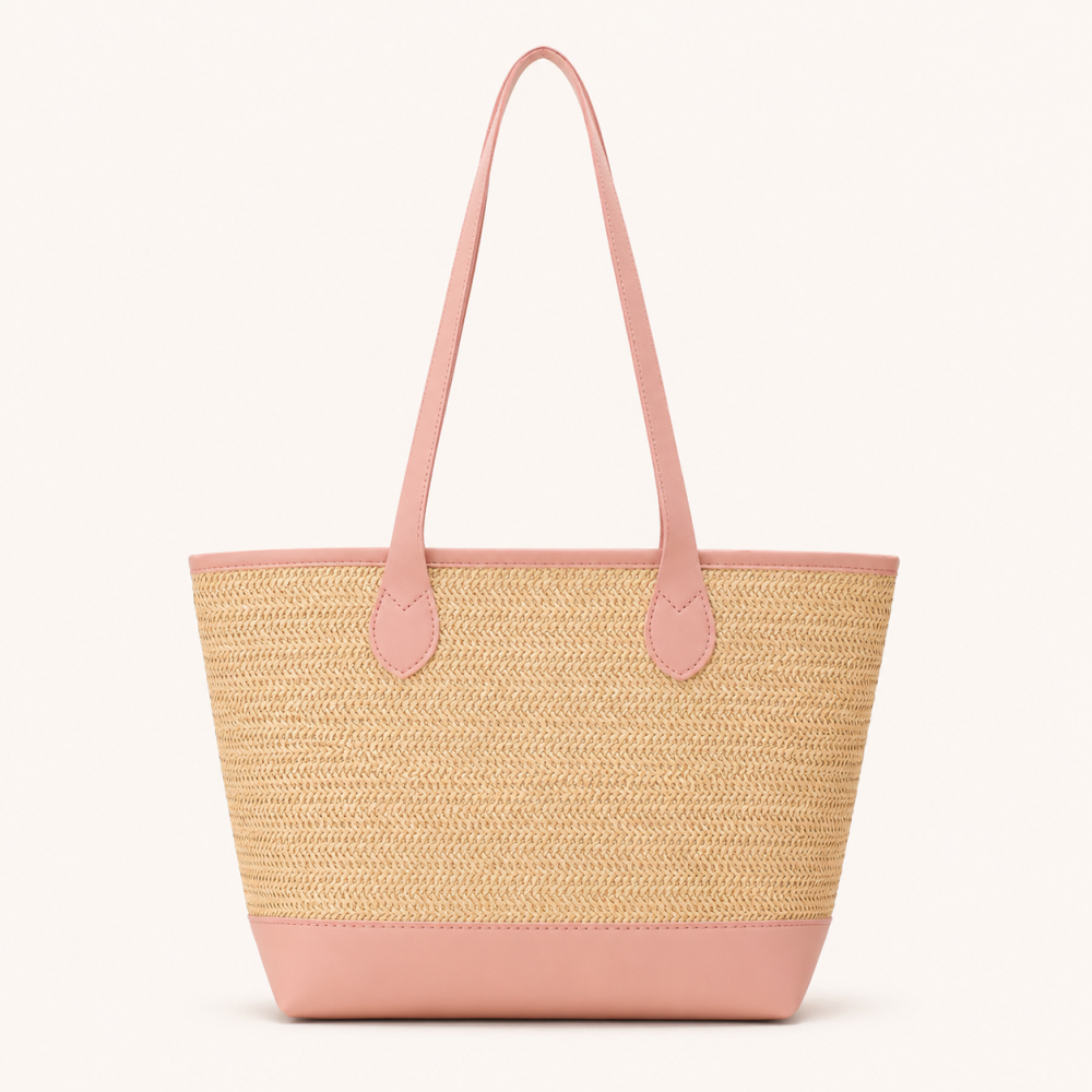 Sac Cabas Femme En Raphia Tissé Uni, Style Décontracté h5Image2