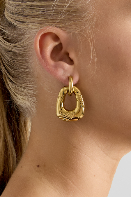 Boucles d'oreilles pendantes en acier inoxydable, forme irrégulière, collection simple et décontractée pour femmes 2