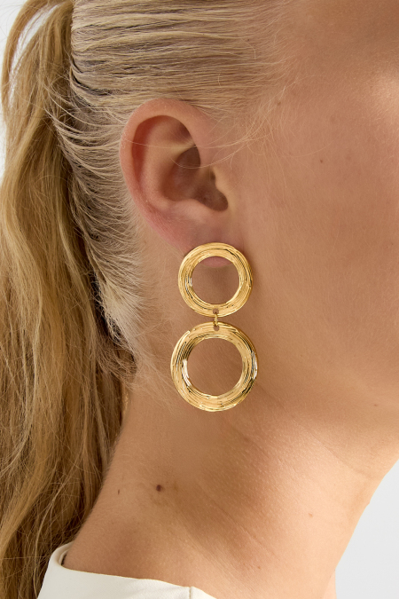 Boucles d'oreilles pendantes en acier inoxydable, style rond, collection décontractée et simple pour femmes 2