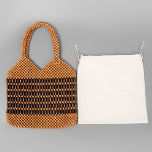 Sac Carré Pour Femme En Bois Multicolore Ajouré Et Perles Tissées Style Vacances h5 Image8