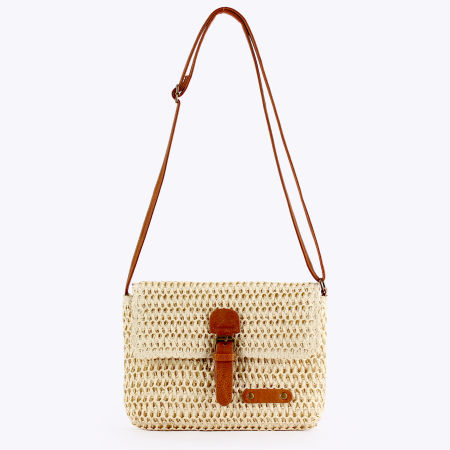 Sac carré pour femme en raphia tissé uni, style décontracté 2