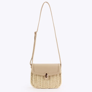 Sac Carré Pour Femme En Raphia Tissé Uni, Style Décontracté h5 Image2