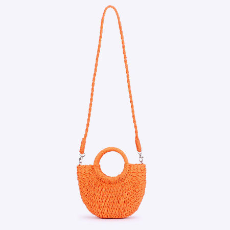 Sac carré femme en raphia tissé uni style vacances