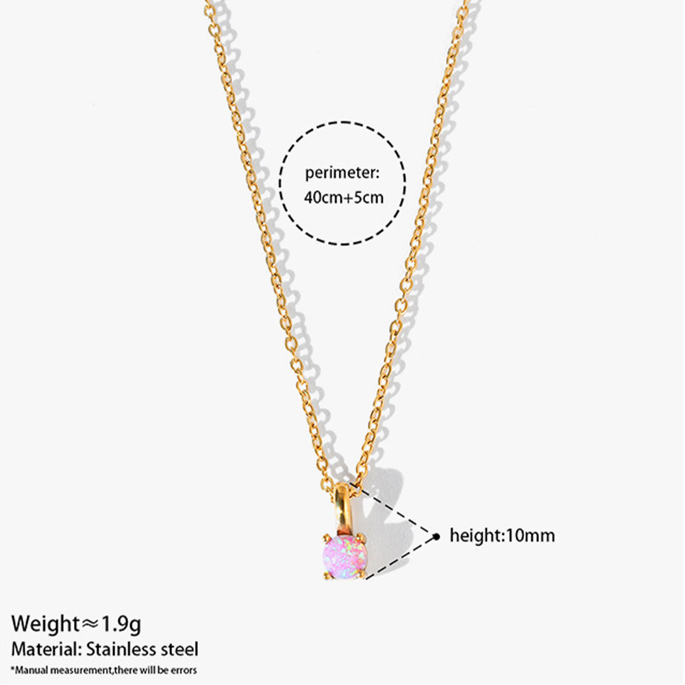 Colliers Pendentifs Pour Femmes En Acier Inoxydable Étanche Couleur Or Avec Pierres Artificielles Image3