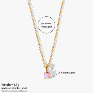 Colliers Pendentifs Pour Femmes En Acier Inoxydable Étanche Couleur Or Avec Pierres Artificielles h5 Image3