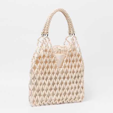 Sac carré pour femme en bois tressé ajouré, couleur unie, style décontracté 2
