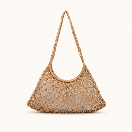 Sac à main pour femme, style décontracté, en coton tissé uni ajouré, style est-ouest