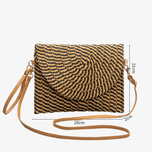 Sac Carré Pour Femme En Raphia Tissé Multicolore De Style Décontracté h5 Image5