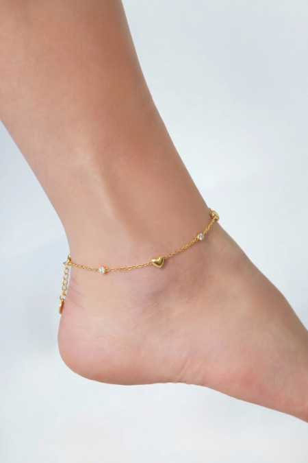 Bracelet de cheville en acier inoxydable en forme de cœur, collection Simple Daily Simple, bijoux pour femmes 2