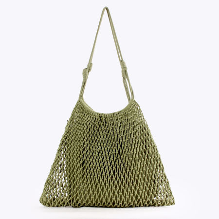 Sac carré pour femme en coton tissé uni, style décontracté, ajouré 2