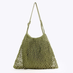 Sac Carré Pour Femme En Coton Tissé Uni, Style Décontracté, Ajouré h5 Image2