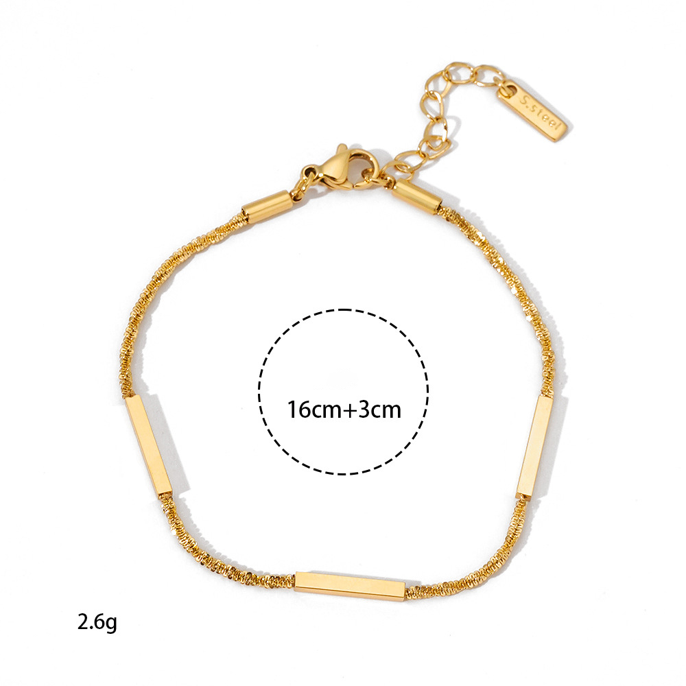 Bracelet Chaîne Simple En Acier Inoxydable Étanche Couleur Or Pour Femme h5Image2