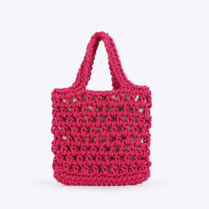 Sac Carré Pour Femme En Coton Tissé Uni, Style Décontracté, Ajouré h5 Image2