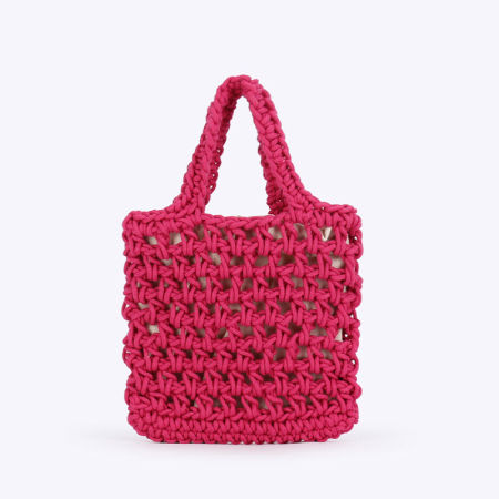 Sac carré pour femme en coton tissé uni, style décontracté, ajouré 2