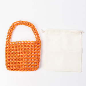 Sac Carré Pour Femme En Bois Ajouré, Tissé, Uni, Orné De Perles Et Style Décontracté h5 Image5