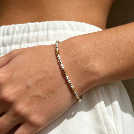 Bracelets à perles simples en acier inoxydable imperméable couleur or pour femmes