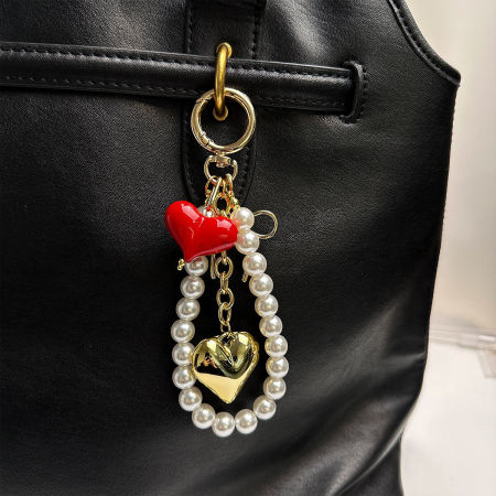 Collection Romantique - Breloques de sac en alliage avec nœud papillon, pompon et cœur