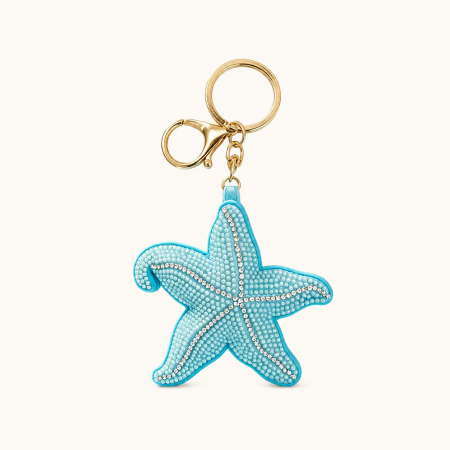 Porte-clés en alliage, perles naturelles unies, style océanique, étoile de mer, série Simple.