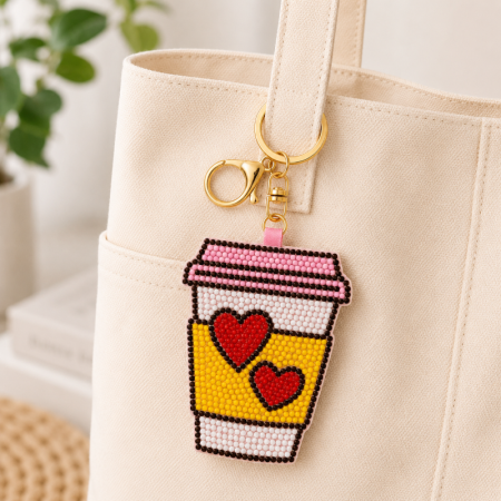 Porte-clés romantique quotidien en alliage multicolore avec perles en forme de cœur et perles en forme de cœur. Collection quotidienne de perles romantiques. Porte-clés en alliage multicolore avec perles en forme de cœur. 2