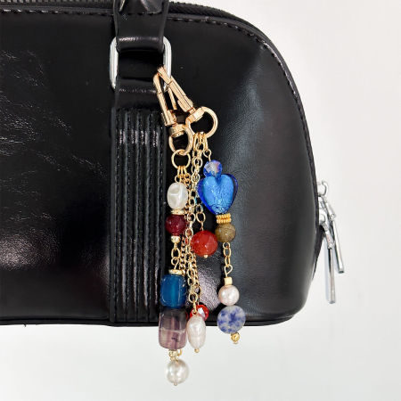 Série simple de perles quotidiennes en forme de cœur et de croix, style océanique, chaîne de couleurs assorties, breloques pour sac en alliage de poisson