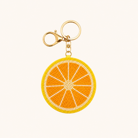 Porte-clés en alliage avec perles de couleur unie, collection Simple Series Daily Fruit.