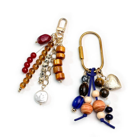 Breloques pour sac en résine, style décontracté, avec pompons en forme de cœur et chaîne de couleurs assorties 2