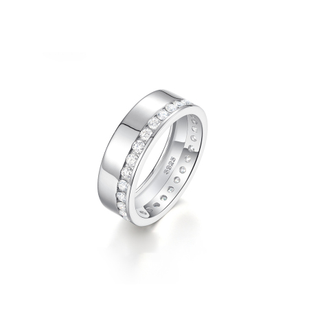 Bagues pour femmes en moissanite plaquée platine S925, collection Simple Series Classic Patchwork Circle