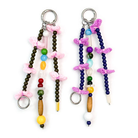 Série Simple Perles Décontractées Dégradé de Couleurs Mixtes Breloques en Bois pour Sac à Main 2