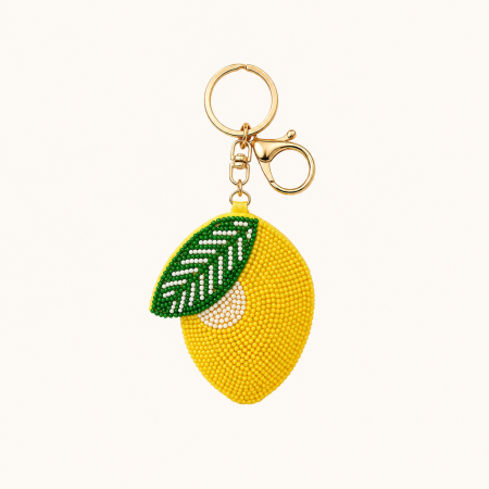 Porte-clés en alliage de perles de fruits quotidiennes de la série Simple, couleurs assorties