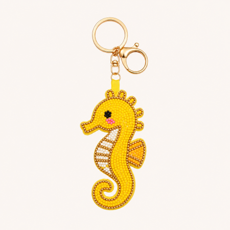 Porte-clés en alliage et strass, motif animal naturel uni, style océanique, collection Simple Series, couleur unie.