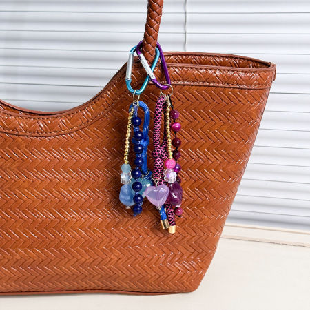 Breloques de sac en alliage avec perles torsadées en forme de cœur et de fleur douce, collection Simple Series 2