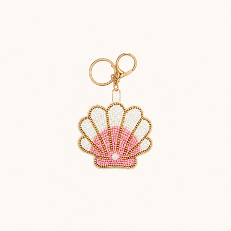 Porte-clés simple en perles de style océanique, perles multicolores, coquillages et perles artificielles en alliage. Collection vacances.