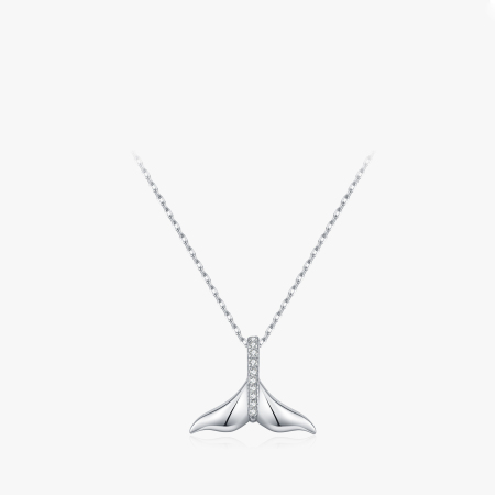 Colliers élégants en argent sterling 925 plaqué rhodium avec zircon, collection Simple Series Elegant Fish