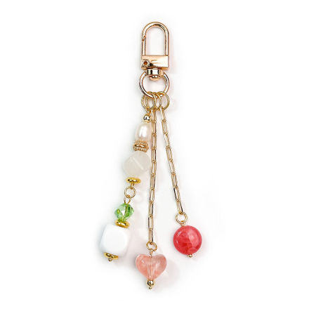 Série simple de perles quotidiennes en forme de cœur et de croix, style océanique, chaîne de couleurs assorties, breloques pour sac en alliage de poisson 2