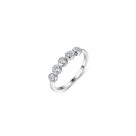 Bagues en moissanite pour femmes, collection Simple Series Daily Patchwork Circle, plaquées platine S925.