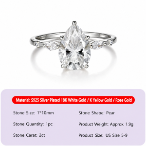 Bagues Pour Femmes En Moissanite S925 Couleur Or, Modèle Simple Droplet De La Série Luxueuse h5