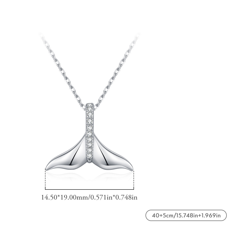 Colliers Élégants En Argent Sterling 925 Plaqué Rhodium Avec Zircon, Collection Simple Series Elegant Fish h5Image5