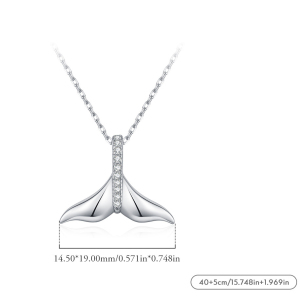 Colliers Élégants En Argent Sterling 925 Plaqué Rhodium Avec Zircon, Collection Simple Series Elegant Fish h5 Image5