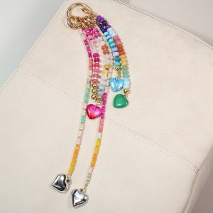 Collection Romantique - Perles En Forme De Cœur - Agate Naturelle Multicolore - Breloques Pour Sac h5 Image2